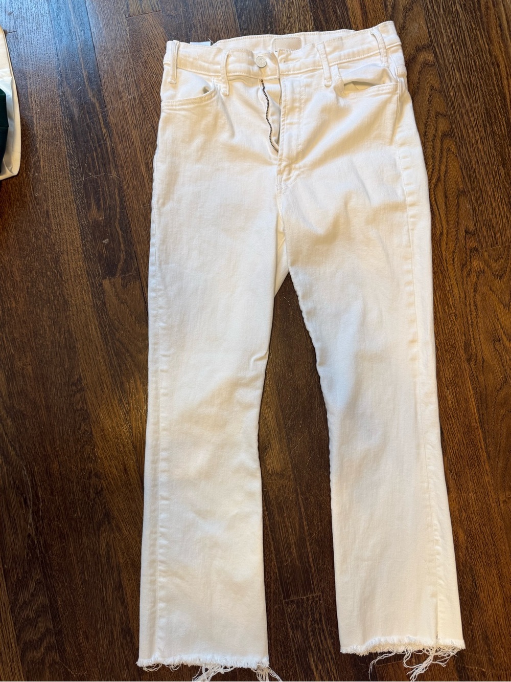 MOTHER White Cropped Straight-Leg Jeans